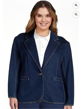 Free Assembly Denim Blazer XL Dark Wash Tailored Jean Jacket Women’s